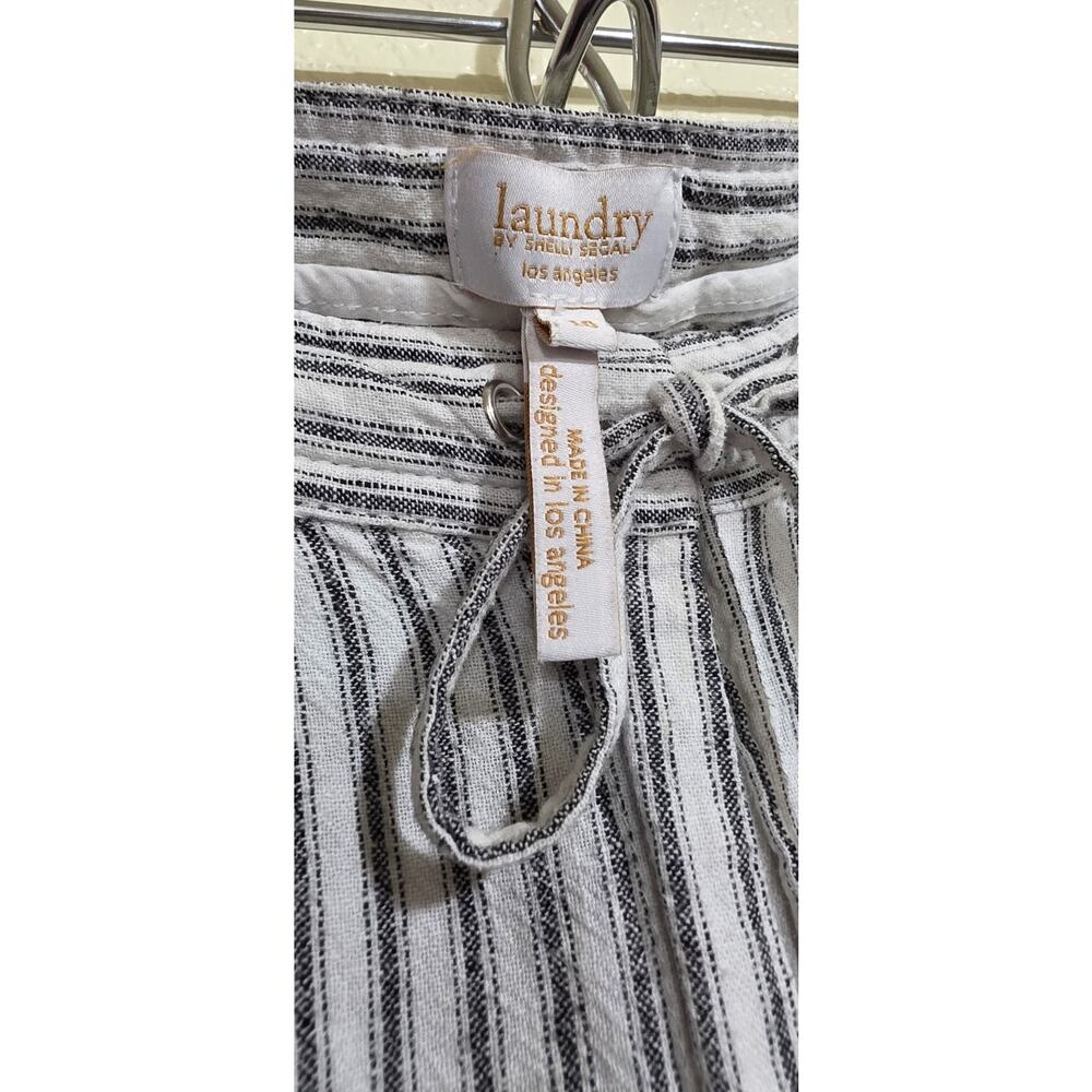 Laundry By Shelli Segal Striped White Beach Linen Lounge Pants Women's Size 10 - Picture 4 of 9